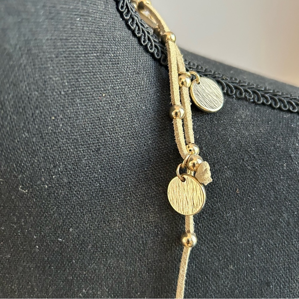 Adjustable Gold Ball and Disc Detail Necklace - Picture 2 of 7